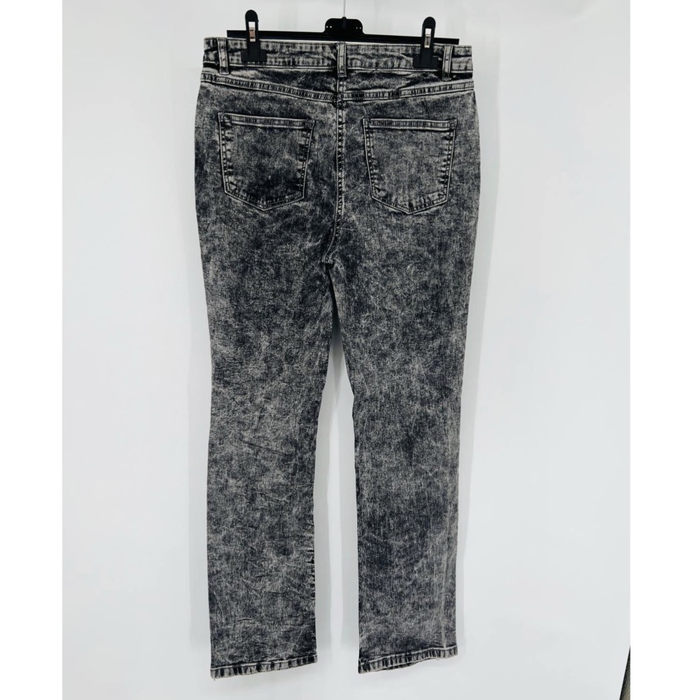 Gray Acid Wash High Waist Ripped Distressed Straight Leg Jeans Denim Pants - Picture 15 of 15